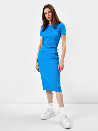 Платье женское в рубчик ярко-синего цвета