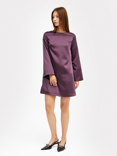 Платье женское мини в сливово-фиолетовом оттенке