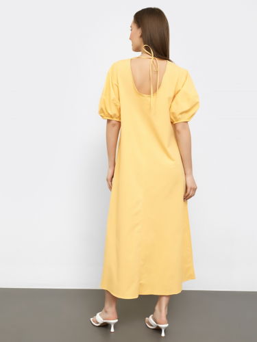 Платье женское макси с рукавами-фонариками в желтом цвете