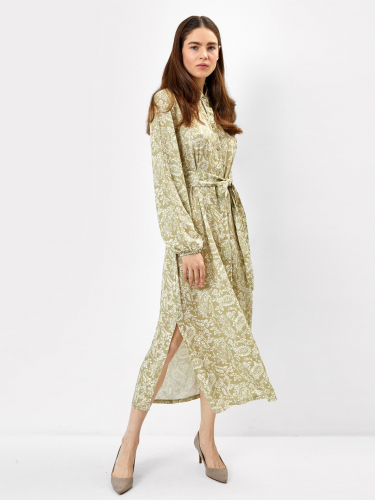 Платье женское оливковое из вискозы с принтом пейсли