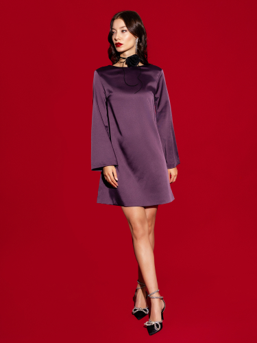 Платье женское мини в сливово-фиолетовом оттенке
