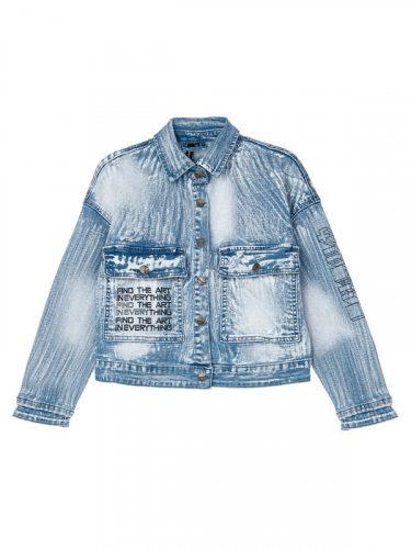 1934 р2595 р   Куртка текстильная джинсовая для девочек
