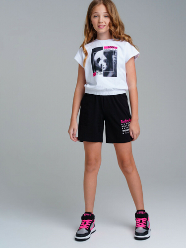 963 р  1353 р  Комплект трикотажный для девочек: фуфайка (футболка), шорты