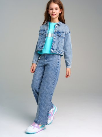  1446 р2595 р   Куртка текстильная джинсовая для девочек
