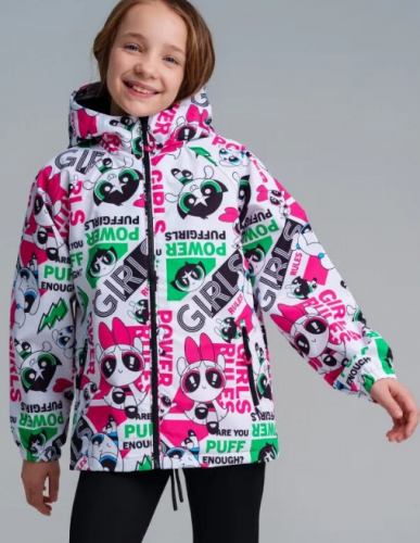  2365 р3723 р    Куртка текстильная с полиуретановым покрытием для девочек (ветровка)