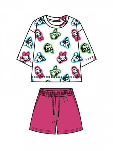  963 р  1353 р    Комплект трикотажный для девочек: фуфайка (футболка), шорты