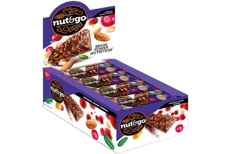 «Nut&Go», батончик Миндаль, арахис, клюква, 50 г (упаковка 18 шт)