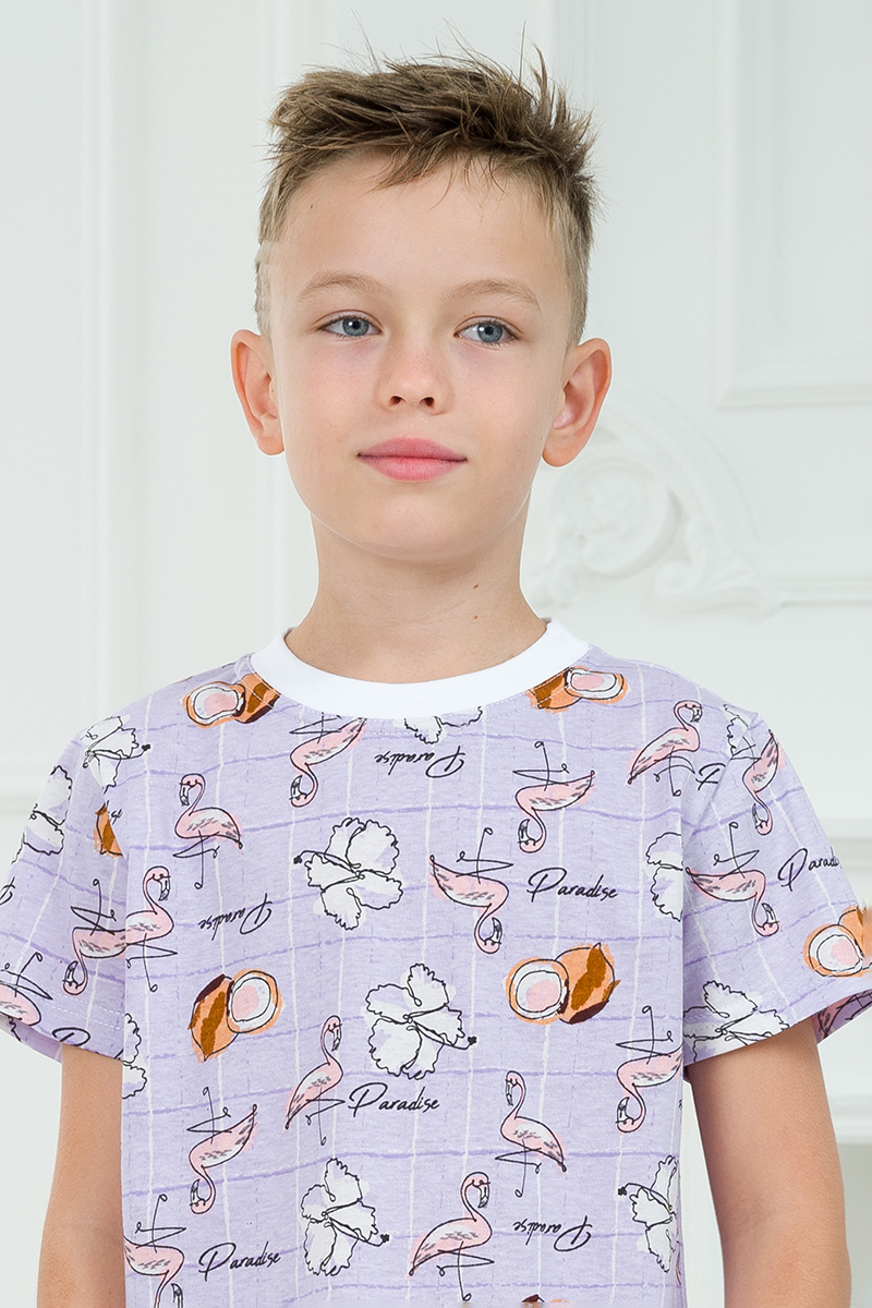Пижама детская из футболки и брюк из кулирки Фламинго