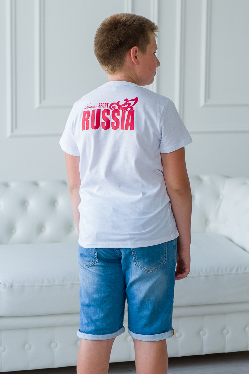 Футболка детская из кулирки Россия белый