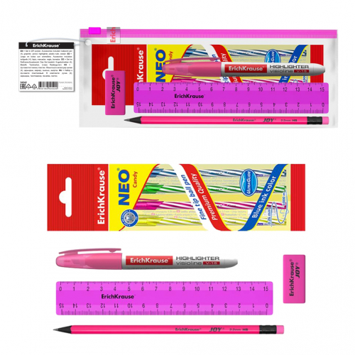 107,1р. 150р.Набор в zip-пакете ErichKrause® Neon Solid, розовый (в пакете по 12 шт.)