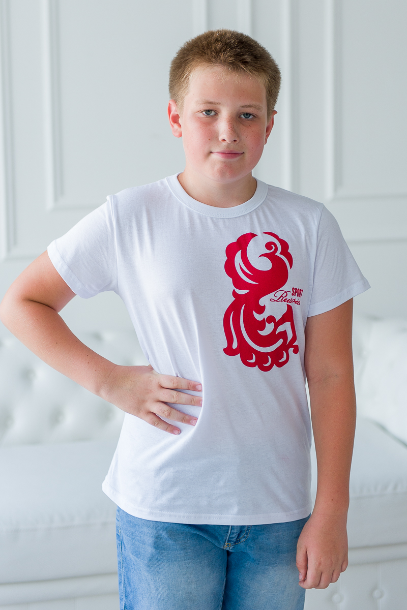 Футболка детская из кулирки Россия белый