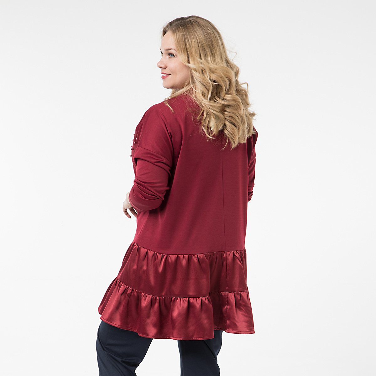 ст. цена1400руб.! Туника, шифоновое полотно, бордовый