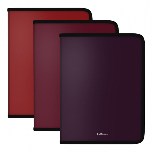 210р. 430р.Папка для тетрадей на молнии пластиковая ErichKrause® Matt Blackberry Marsala, арома, A4+, ассорти (в пакете по 3 шт.)