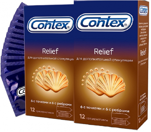 CONTEX Relief   презервативы усиливают стимуляцию 12 шт.