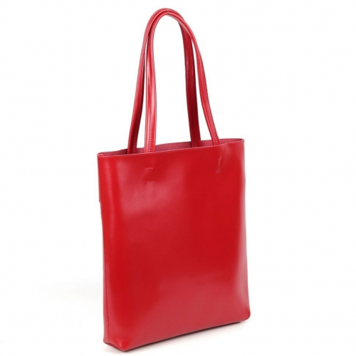 Женская кожаная сумка шоппер 8688-220 Красный