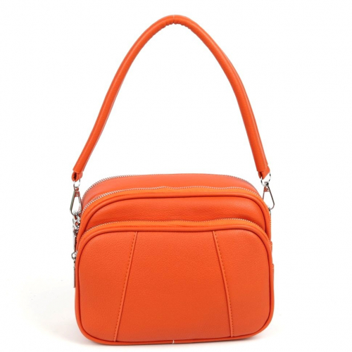 Женская сумка кросс боди из эко кожи с двумя отделениями на молниях 893413-20 Оранж