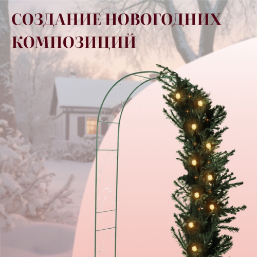 Арка садовая, 240 × 120 × 36 см, для вьющихся растений, металлическая, зелёная, «Вьюнок»