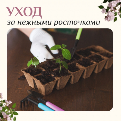 Набор садового инструмента, 3 предмета: грабли, 2 лопатки, длина 21 см, пластиковые ручки, МИКС