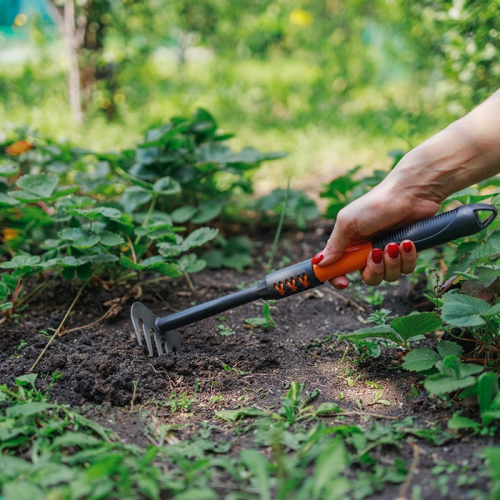 Малые прямые грабли Greengo для сада, 5 зубцов, длина 40 см, металл, прорезиненная ручка