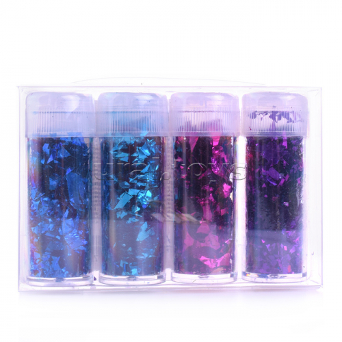 Набор декоративных блесток Glitter Assorti, ассорти 4 вида в комплекте, ПВХ-упаковка. 3 разновидности комплектов в ассортименте.