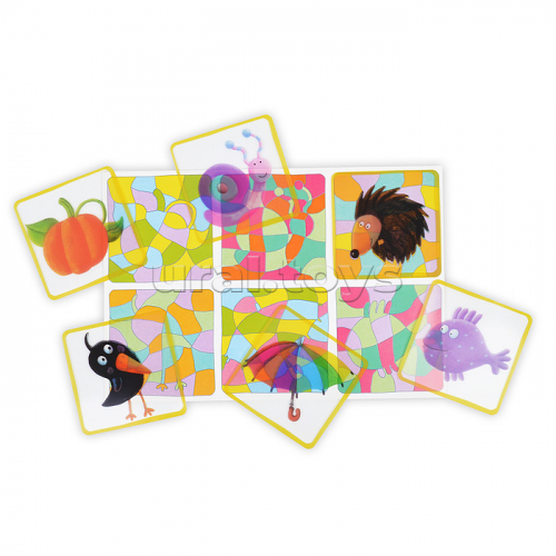 Пластиковое лото для малышей (нов) 4+ Разноцветные картинки. Подбираем витражи. Куликова Е.Н., Сухарева О.В.