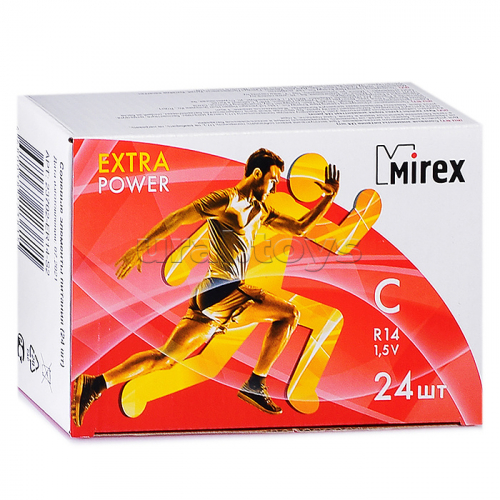 Батарея солевая Mirex R14/ С 1,5V, 24шт, shrink