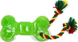 Dental Knot Кость малая с канатом с этикеткой, зеленый, 11 см