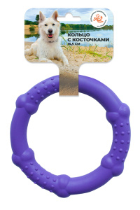 Зооник Игрушка для собак, Кольцо с косточками (пластикат 16,5 см) фиолетовая
