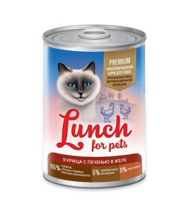 Lunch For Pets Консервы для кошек Курица с печенью в желе 400 г