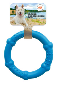 Зооник Игрушка для собак, Кольцо с косточками (пластикат 16,5 см) синяя