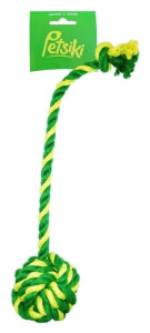 Petsiki Мяч канатный средний (желтый-зеленый-зеленый)