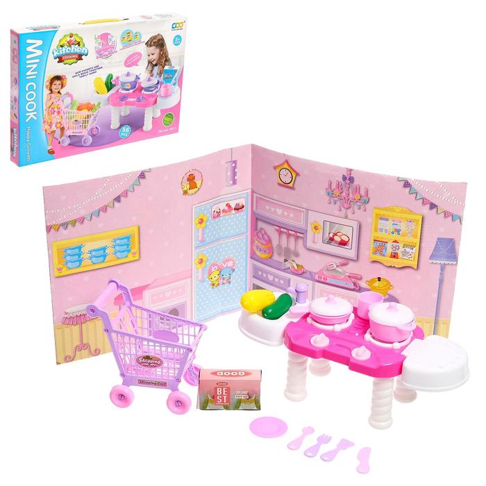 Игровой модуль «Мини-кухня», свет, звук, с тележкой и аксессуарами
