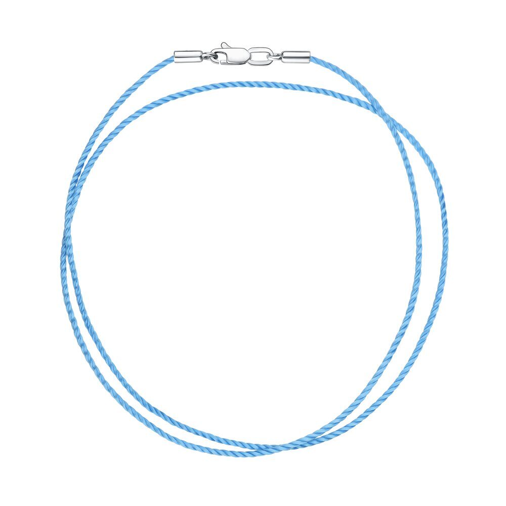 Колье из серебра нить синт. голубая, Л-29527
