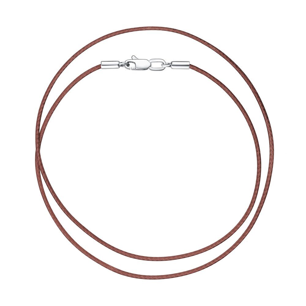 Колье из серебра нить синт. коричневая, Л-29527