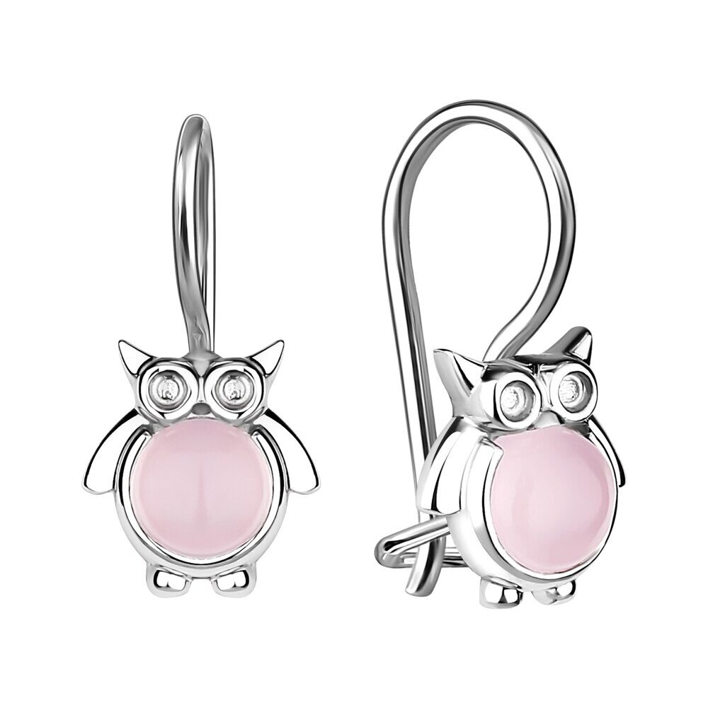 Серьги из серебра розовый кварц, Л-10717