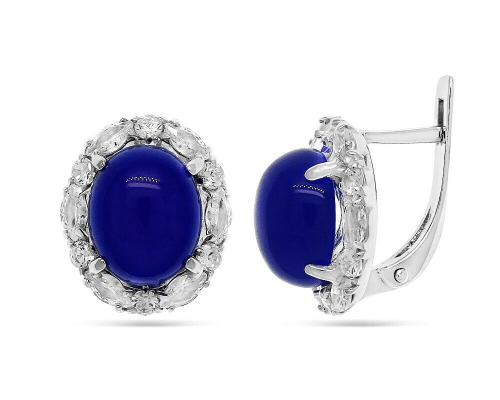 Серьги из серебра сапфир кварц, С1058с