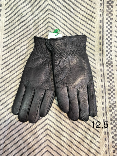 Мужские перчатки из натуральной кожи оленя + шерсть/Kasablanka