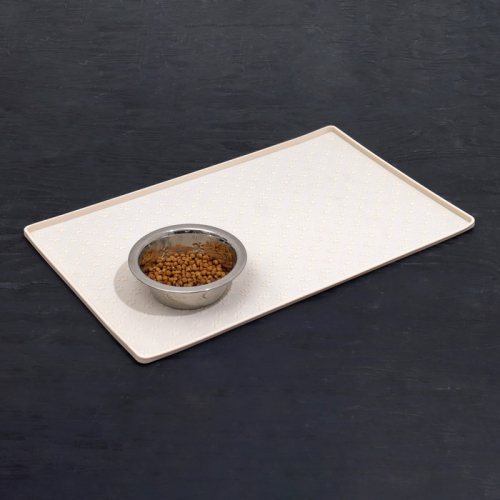 Коврик силиконовый под миску с текстурой, 48 х 30 см, кремовый