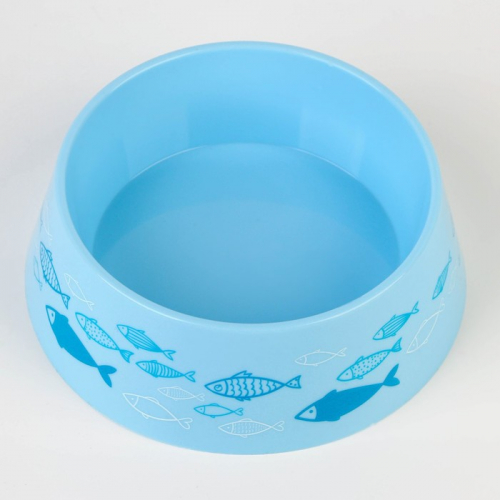 Миска пластиковая «Рыбы», голубая, 300 мл