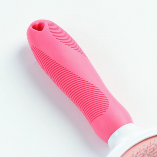 Пуходерка Пижон Premium с силиконовой ручкой, с каплями, 9,8 х 18,5 см, розовая