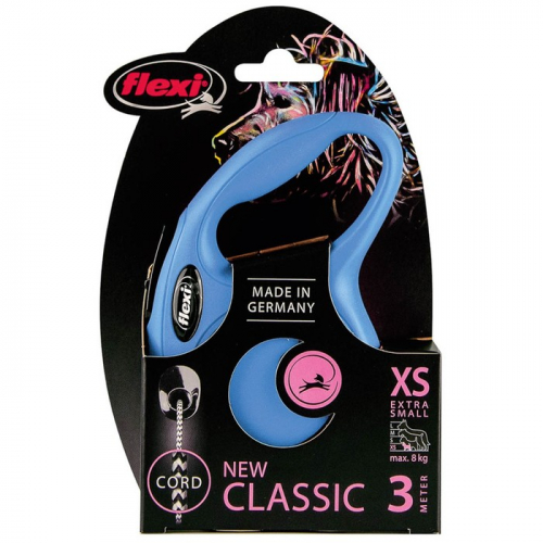 Рулетка Flexi  New Classic XS (до 8 кг) 3 м трос, синяя