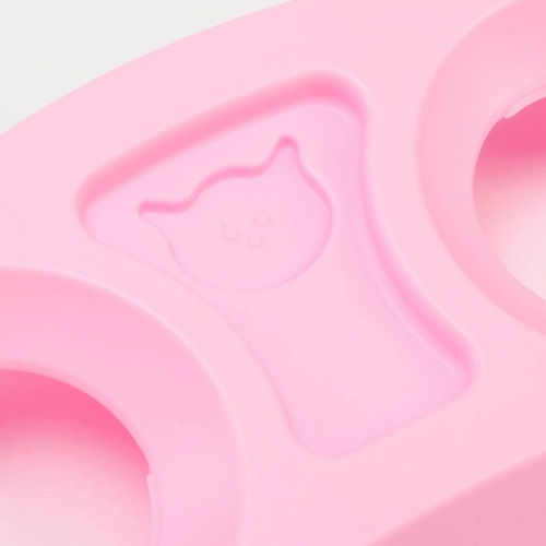 Миски пластиковые на розовой подставке 30 х 15,5 х 12 см прозрачные