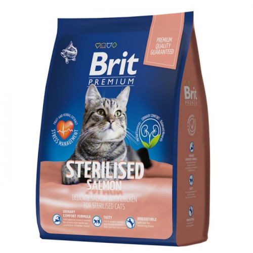 Сухой корм Brit Premium Cat Sterilized Salmon&Chicken для стерил. кошек, лосось/курица, 400г   93838