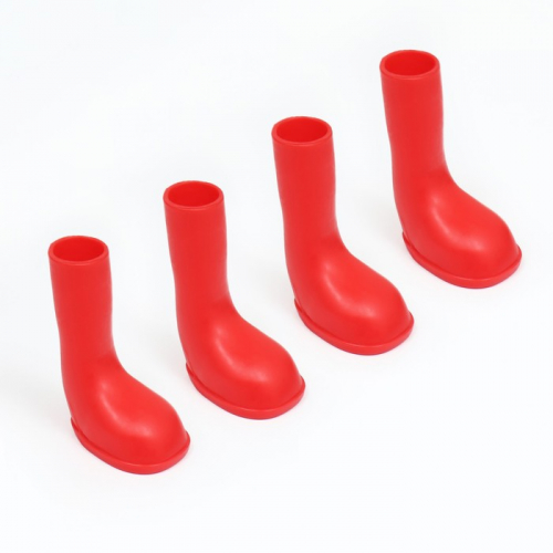 Сапоги резиновые для собак, высокие, размер L (6 х 4, 4 х 9 см), красные
