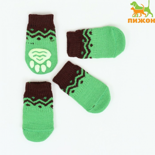 Носки нескользящие, размер L (3,5/5 * 9 см), набор 4, зеленые