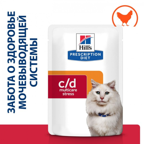 Влажный корм Hill's Prescription Diet c/d для кошек, проф-ка цистита и МКБ, курица, 85г