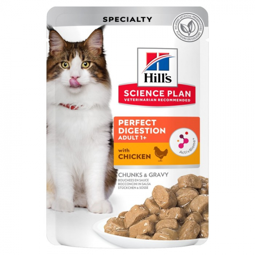 Влажный корм Hill's Science Plan для кошек, поддержание пищеварения, курица/рисом, 85 г
