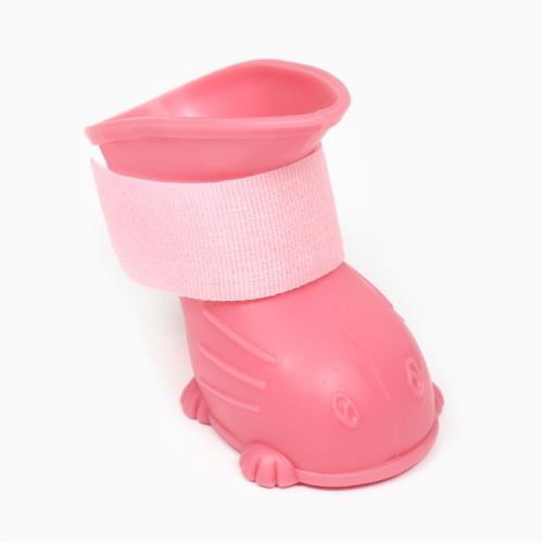 Ботинки для собак, резиновые, набор 4,  размер S , розовые