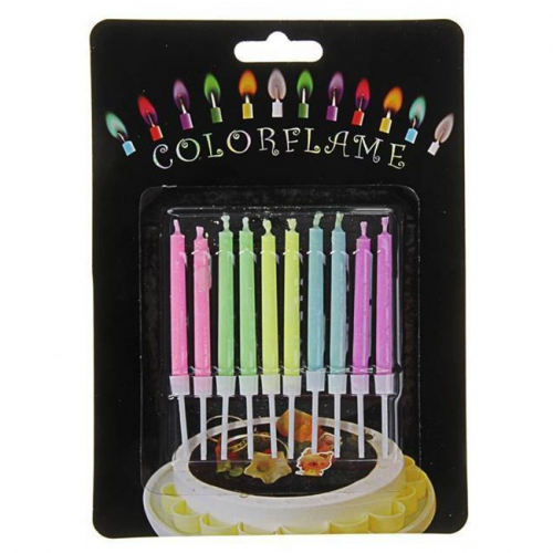 Свечи для торта с цветным пламенем 6 см (время горения - 7 мин.) (10 шт./уп.) Ч18070 в Нижнем Новгороде