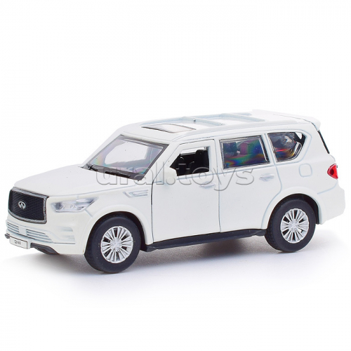 Машина металл Infiniti QX80, 12,5 см, (откр. двери, баг., белый) инер, в коробке